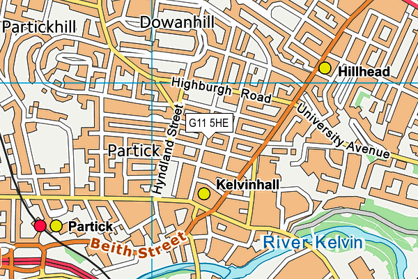 G11 5HE map - OS VectorMap District (Ordnance Survey)