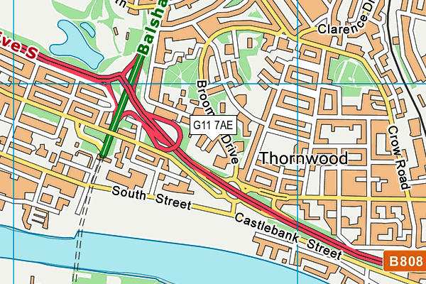 G11 7AE map - OS VectorMap District (Ordnance Survey)