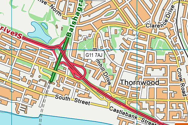 G11 7AJ map - OS VectorMap District (Ordnance Survey)