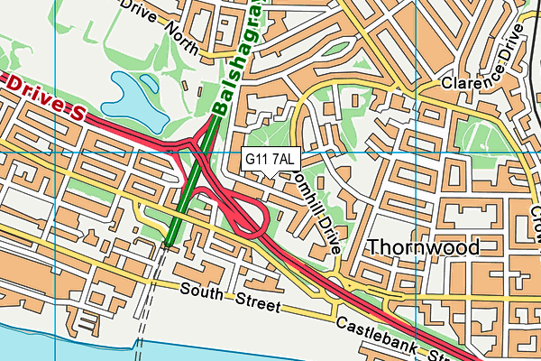 G11 7AL map - OS VectorMap District (Ordnance Survey)