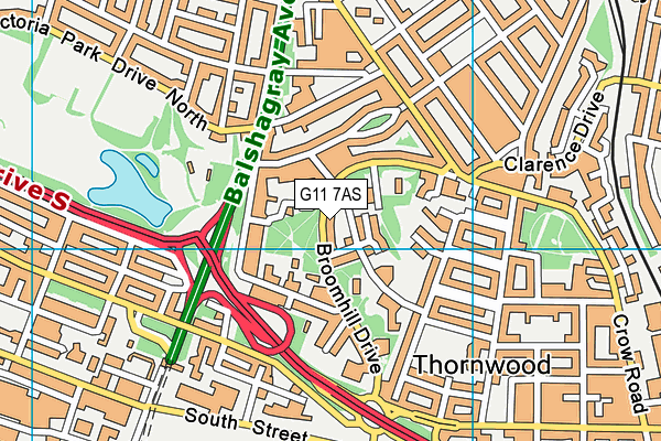 G11 7AS map - OS VectorMap District (Ordnance Survey)