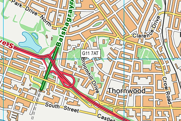 G11 7AT map - OS VectorMap District (Ordnance Survey)