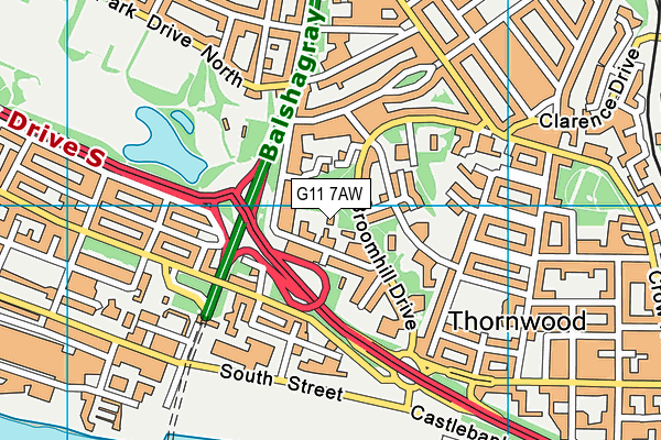 G11 7AW map - OS VectorMap District (Ordnance Survey)