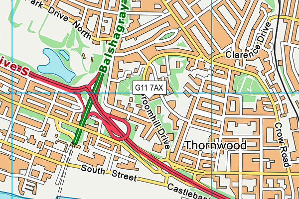 G11 7AX map - OS VectorMap District (Ordnance Survey)