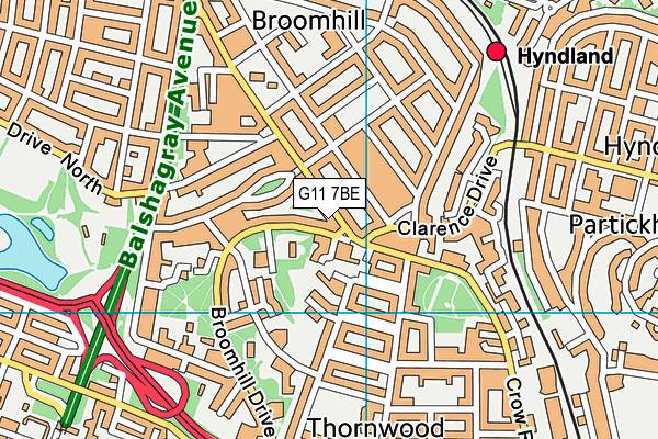 G11 7BE map - OS VectorMap District (Ordnance Survey)