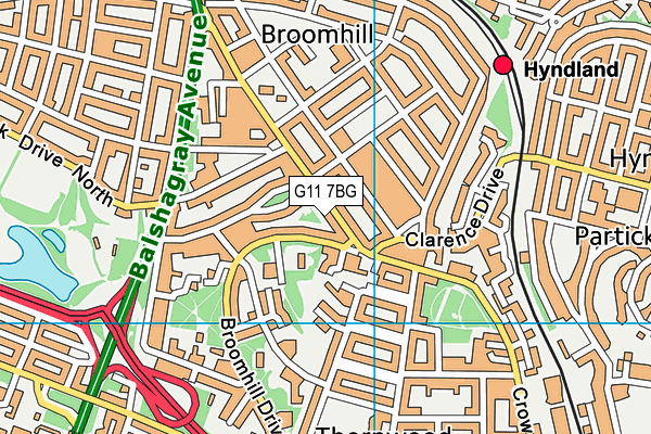 G11 7BG map - OS VectorMap District (Ordnance Survey)