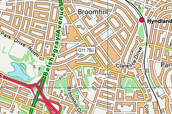 G11 7BJ map - OS VectorMap District (Ordnance Survey)