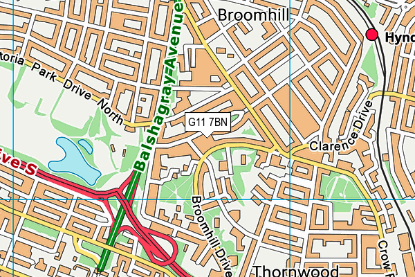 G11 7BN map - OS VectorMap District (Ordnance Survey)