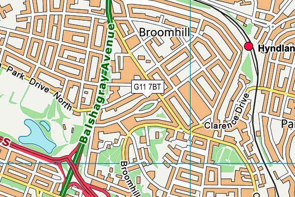 G11 7BT map - OS VectorMap District (Ordnance Survey)