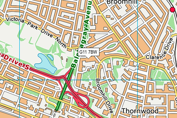 G11 7BW map - OS VectorMap District (Ordnance Survey)