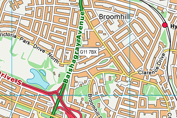 G11 7BX map - OS VectorMap District (Ordnance Survey)