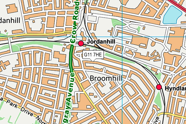 G11 7HE map - OS VectorMap District (Ordnance Survey)