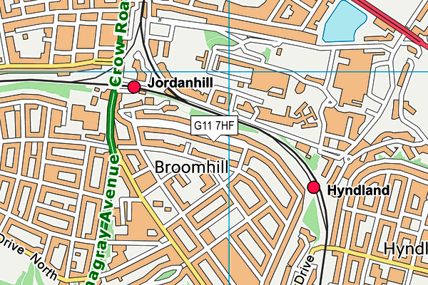 G11 7HF map - OS VectorMap District (Ordnance Survey)