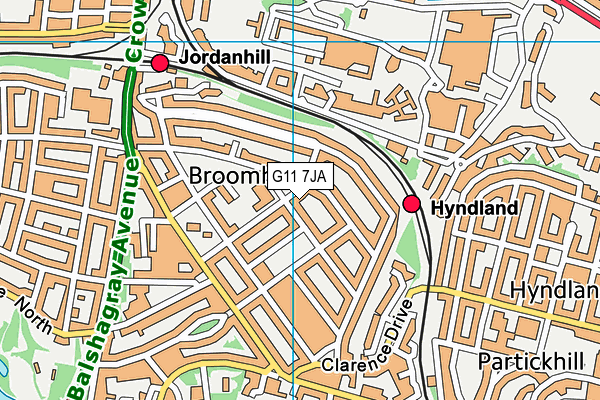 G11 7JA map - OS VectorMap District (Ordnance Survey)