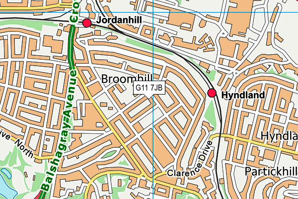 G11 7JB map - OS VectorMap District (Ordnance Survey)