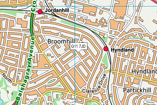 G11 7JD map - OS VectorMap District (Ordnance Survey)