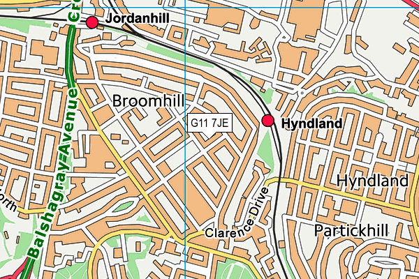 G11 7JE map - OS VectorMap District (Ordnance Survey)