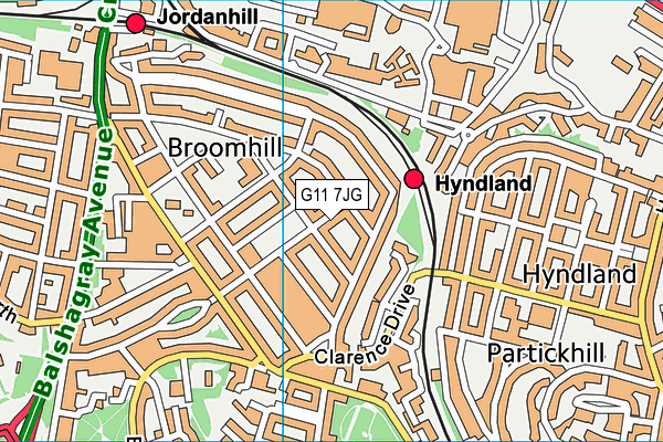 G11 7JG map - OS VectorMap District (Ordnance Survey)