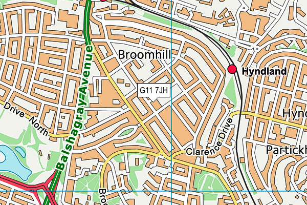 G11 7JH map - OS VectorMap District (Ordnance Survey)