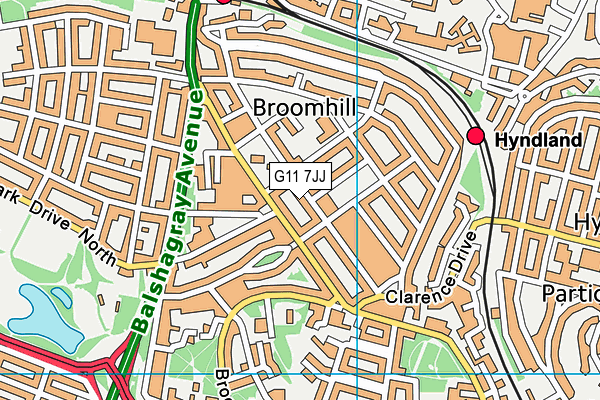 G11 7JJ map - OS VectorMap District (Ordnance Survey)