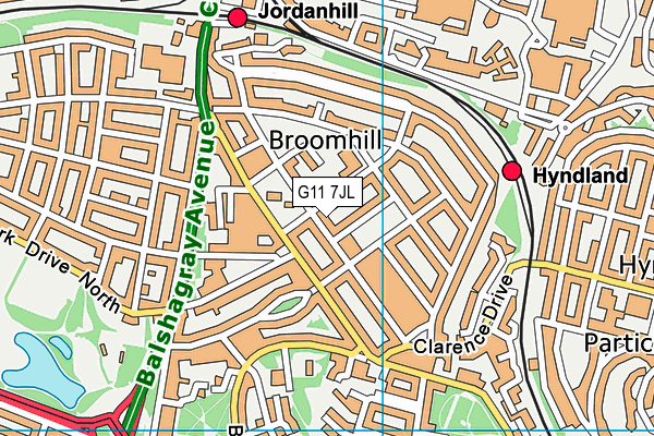 G11 7JL map - OS VectorMap District (Ordnance Survey)