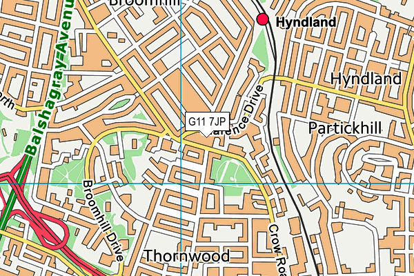 G11 7JP map - OS VectorMap District (Ordnance Survey)