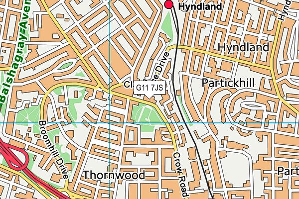 G11 7JS map - OS VectorMap District (Ordnance Survey)