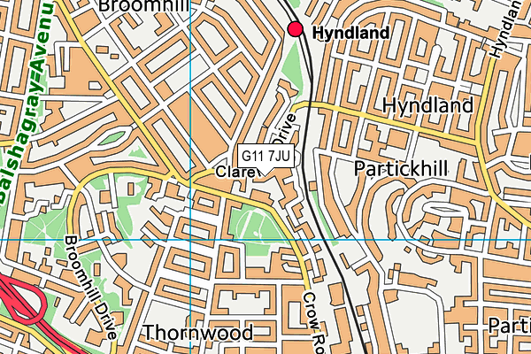 G11 7JU map - OS VectorMap District (Ordnance Survey)