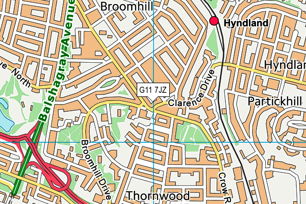 G11 7JZ map - OS VectorMap District (Ordnance Survey)