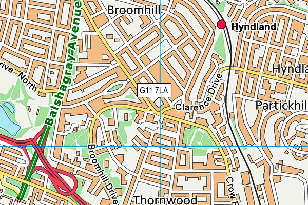 G11 7LA map - OS VectorMap District (Ordnance Survey)