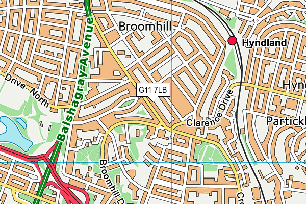 G11 7LB map - OS VectorMap District (Ordnance Survey)