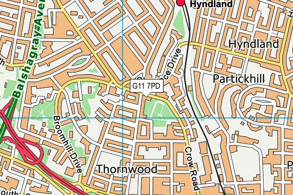 G11 7PD map - OS VectorMap District (Ordnance Survey)