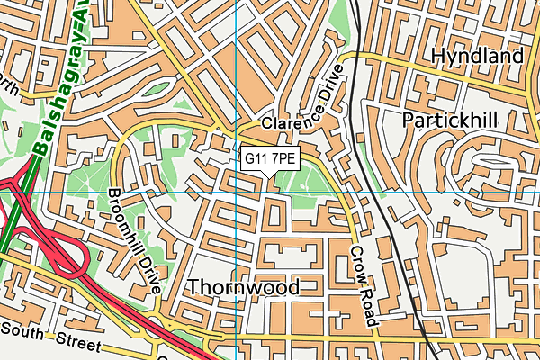 G11 7PE map - OS VectorMap District (Ordnance Survey)