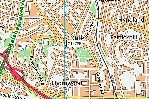 G11 7PF map - OS VectorMap District (Ordnance Survey)