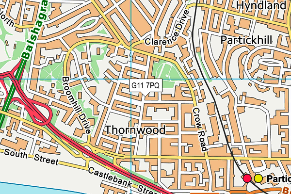 G11 7PQ map - OS VectorMap District (Ordnance Survey)