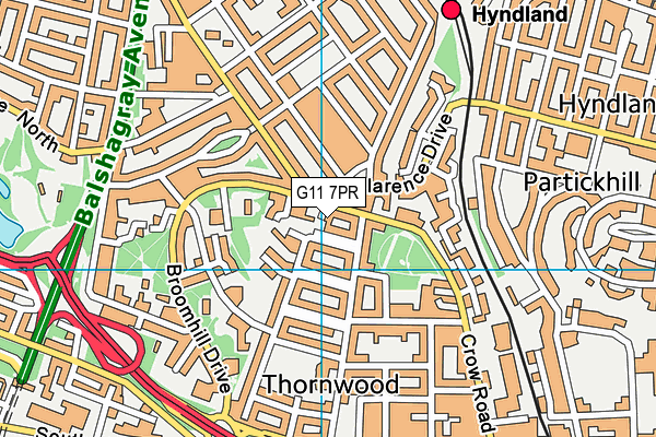 G11 7PR map - OS VectorMap District (Ordnance Survey)