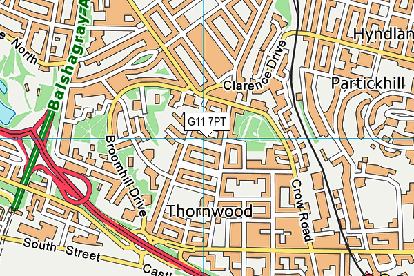 G11 7PT map - OS VectorMap District (Ordnance Survey)