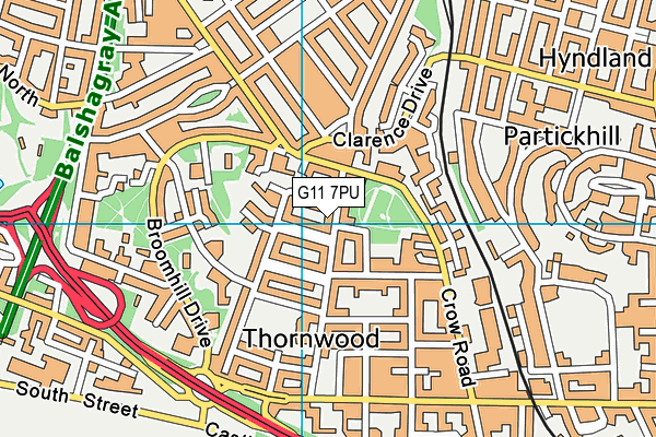 G11 7PU map - OS VectorMap District (Ordnance Survey)