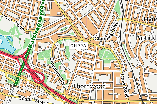 G11 7PW map - OS VectorMap District (Ordnance Survey)