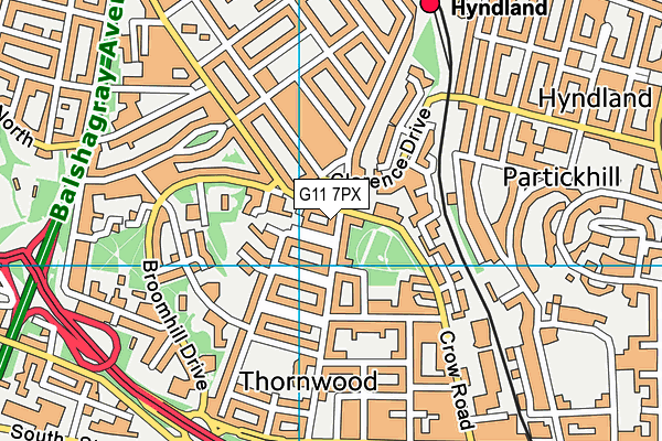 G11 7PX map - OS VectorMap District (Ordnance Survey)