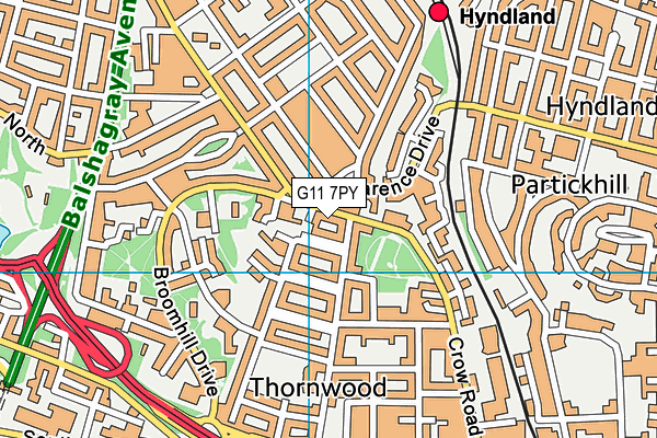 G11 7PY map - OS VectorMap District (Ordnance Survey)