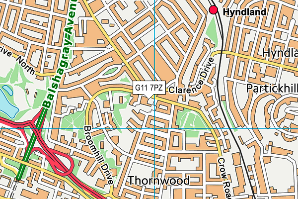 G11 7PZ map - OS VectorMap District (Ordnance Survey)