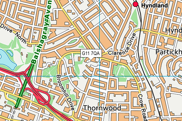 G11 7QA map - OS VectorMap District (Ordnance Survey)