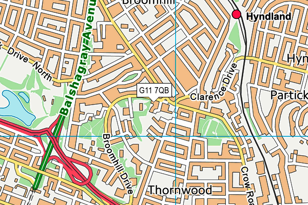 G11 7QB map - OS VectorMap District (Ordnance Survey)