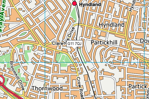 G11 7QJ map - OS VectorMap District (Ordnance Survey)