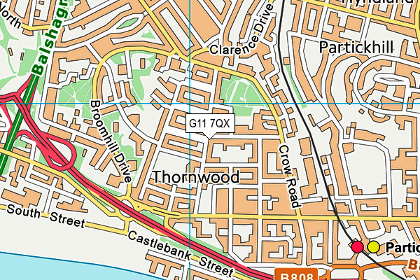 G11 7QX map - OS VectorMap District (Ordnance Survey)