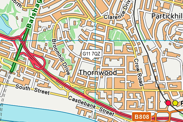 G11 7QZ map - OS VectorMap District (Ordnance Survey)