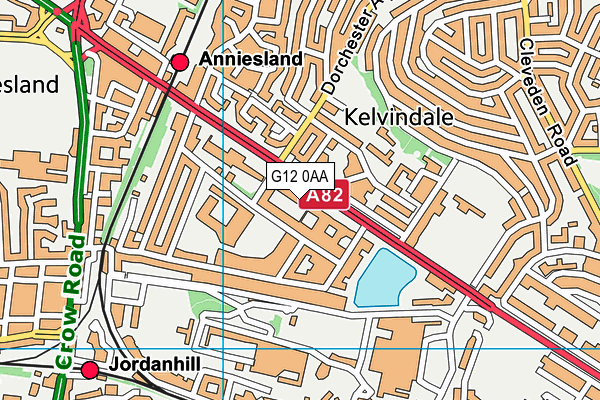 G12 0AA map - OS VectorMap District (Ordnance Survey)