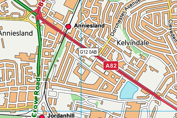 G12 0AB map - OS VectorMap District (Ordnance Survey)