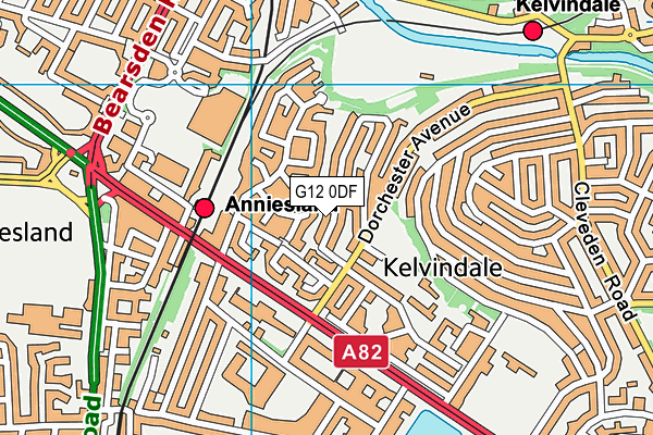 G12 0DF map - OS VectorMap District (Ordnance Survey)